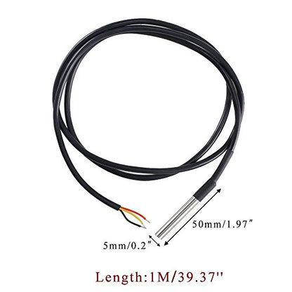HiLetgo 5pcs DS18B20 Temperature Sensor Temperature Probe Stainless Steel Package Waterproof 1M (Pack of 2) - size: Small (Pack of 2)
