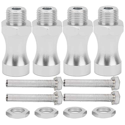 Generic RC Car Wheel Hub Adapters, 4 Sets Aluminum Alloy Extension Spacers with 12mm and 17mm Hex, for 1/10 Off Road RC Model Car Truck (Silver) - color: Silver