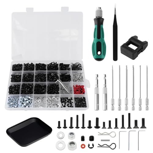 GLOBACT 1000PCS RC Screw & RC Screwdrivers Kit for 1/8-1/18 RC Car