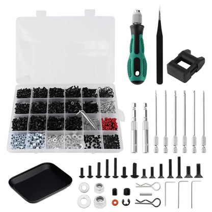 GLOBACT 1000PCS RC Screw & RC Screwdrivers Kit for 1/8-1/18 RC Car