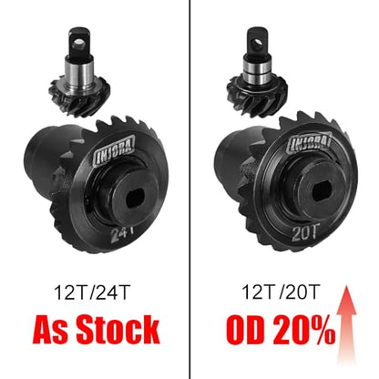 INJORA Steel Alloy Stock Gear and Overdrive Helical Gear for FCX24 FCX18 - size: 12/24T+12/20T