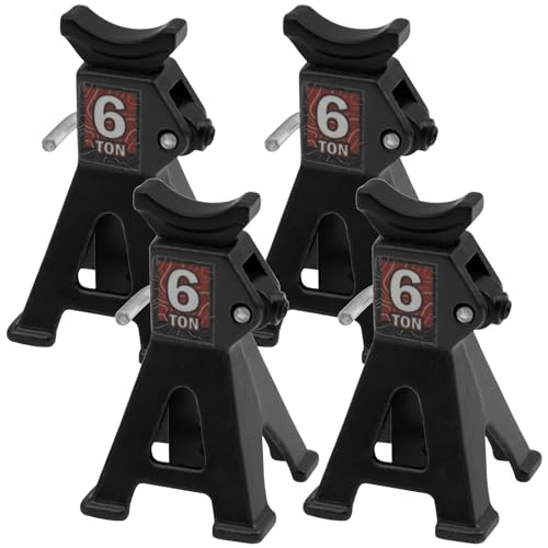 4Pcs ShareGoo 1/24 RC Scale Toy Decoration Metal RC Mini Toy Jack Stands Simulation Compatible with 1/18 1/24 RC Crawler SCX24 AX24 TRX4M FCX24 RC Crawler Car (Black) - color: Black