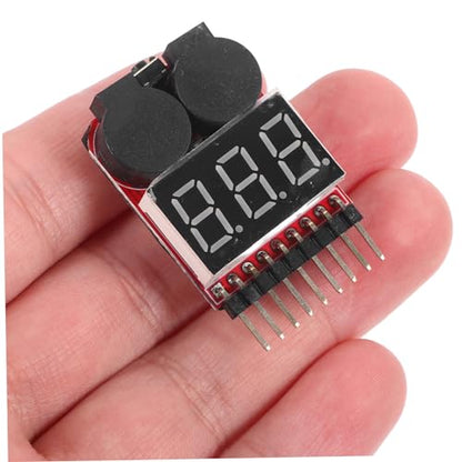 jojofuny 2pcs Lipo Battery Voltage Checker Low Voltage Alarm Compact Rc Battery Tester Monitor