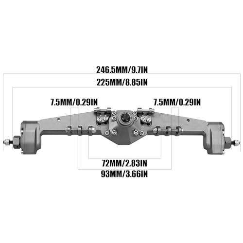 1/10 RC Crawler All Metal Front and Rear Portal Axle for Axial Capra 1.9 UTB Buggy F9 CNC Machined 7075 Aluminum Integrated (Grey) - color: Grey