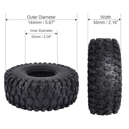 HobbyPark 4pcs RC 2.2" Crawler Tires Mud Terrain Super Grip Soft Height 144mm 5.67 inch fit 2.2 Beadlock Wheels Compatible with TRX4 Sport Redcat Everest 10 Axial RBX10 Ryft 4WD Capra 4WS w/Foam