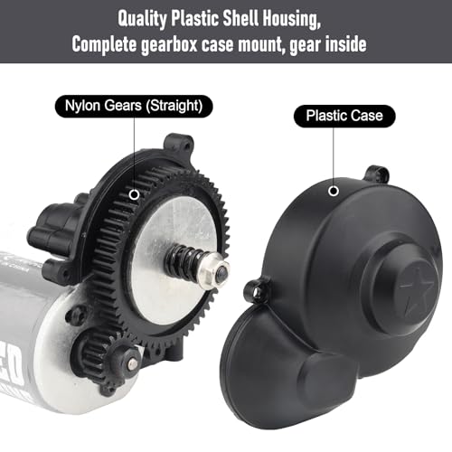 Hobbypark Transmission Gearbox with Motor Pinion Gear for Axial SCX10 SCX10 II 90046 90047 1/10 RC Crawler Cars, Plastic Shell Housing