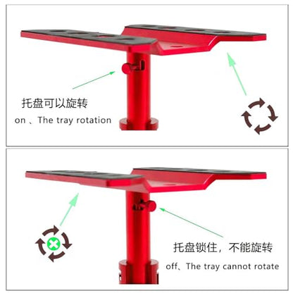 Alloy Multifunctional RC Car Stand RC Work Stand RC Repair Stand 360°Switch Rotation 5 Levels Height Lift or Lower with Screw Base for 1/8 1/10 1/12 1/16 1/18 RC Car Truck Crawler(Red)