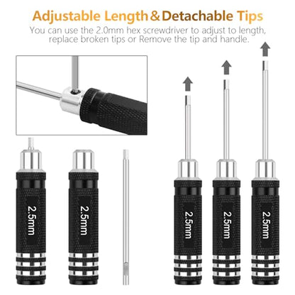 RC Tool Kit 7PCS Precision Hex Screwdriver Set | Hobby Tools W/0.9/1.27/1.3/1.5/2.0/2.5/3.0mm Hexagon Wrench RC Repair Tool Compatible with SCX24 Traxxas Redcat RC Trucks - color: Clear