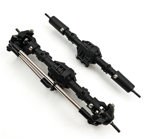 Nylon Front Rear Axle Set with Steel Reverse Bevel Gear for 1/10 RC Crawler SCX10 II 90046 47 R-G-T 86100 Upgrade Part(Black