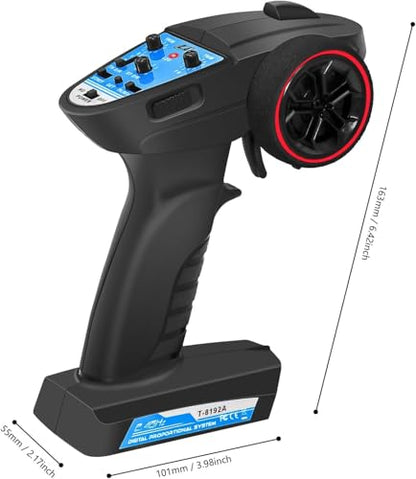 2 in 1 ESC & Receiver 3CH 2.4G RC Transmitter Remote Controller with 050 50T Brushed Motor Transmission Gearbox Combo (Combo 1 & 050 50T Motor Blue)