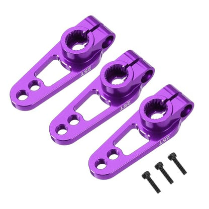 MECCANIXITY 3 Pcs Aluminum Alloy 25T Steering Servo Arm Horn for DIY RC Car/Boat/Airplane Boat Accessories, 31mm Purple - color: Purple