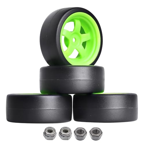 1/10 RC Drift Tires and Wheels 12mm Hex Hard Tyre for RC Drifting Car, Also Fit 1/12 1/14 1/16 Scale Models, Set of 4