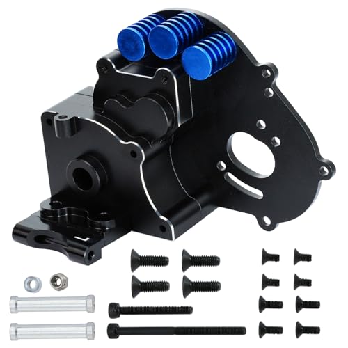 Aluminum Transmission Case Gearbox with Aluminum Motor Plate and Arm Mounts Upgrade Parts for Traxxas Slash 2WD Rustler Stampede Bandit,Replace 3691