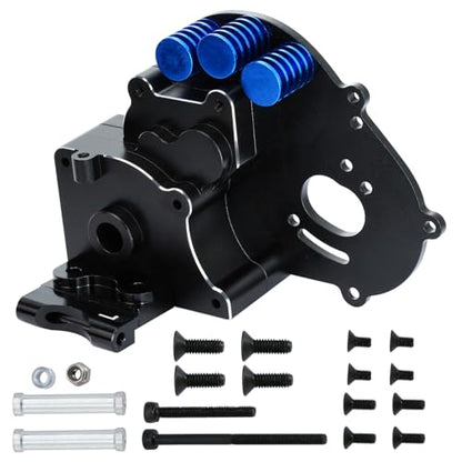 Aluminum Transmission Case Gearbox with Aluminum Motor Plate and Arm Mounts Upgrade Parts for Traxxas Slash 2WD Rustler Stampede Bandit,Replace 3691