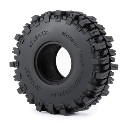 4Pcs 1.1" RC Rubber Crawler Mud Terrain Tires Super Grip Soft Tyre OD 64mm RC Mud Tyres Tires with Foam Inserts Compatible with 1/18 Traxxa TRX4M Redcat Ascent-18 RC Car Upgrades (Black B) - color: Black B