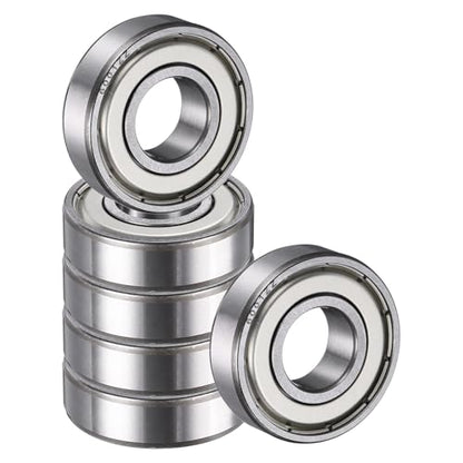 uxcell 6 Pack 6001 ZZ Deep Groove Ball Bearings, 12x28x8mm Chrome Steel Double Shield Bearing for Electric Motor, Home Appliances, Garden Machinery, (ABEC5) - size: 6001 ZZ
