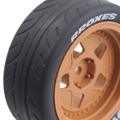 68mm 4PCS 1/10 RC On-Road tires and Hard Plastic wheels set Hex 12mm For WRC Drift Car Conversion 1/10 RC On-Road Car Traxxas Tamiya FW06 TT02 HPI HSP 94122 Kyosho W115 (Brown) - color: Brown