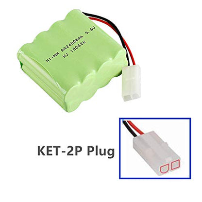 9.6V 2400mAh Ni-MH Battery Pack Rechargeable AA X Mode with Standard Tamiya Connector for HuanQi 781 728 RC 1:24 M1A2 Toy Tank