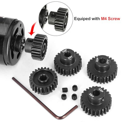 OGRC 32P 23T 24T 25T 26T 27T Pinion Gear for 1/8 1/10 RC Truck Monster | 0.8 Mod, 5mm Shaft, Hardened Steel, Fits 3660, 3665, 3670, 4068, and 4074 Series Motor - size: 23T 24T 25T 26T 27T
