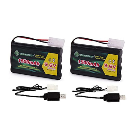 9.6V NI-MH Rechargeable Battery Pack with Standard Tamiya Connector for RC Car, Robots and OTC Genisys 239180 & EVO Scanner+USB Charger(2 Pack) - color: 2 pack 9.6V Battery+2 USB Charger