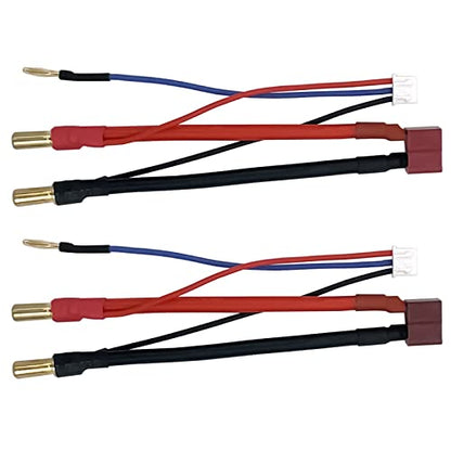 2pcs 5mm Bullet Banana to Female T-Plug LiPo Battery Lead Wire & JST-XH Balance for 2S 7.4V LiPo Batteries Red