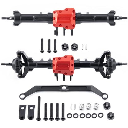 RCHUBAM Front & Rear Axle with Steering Link for TRX4M 1/18 RC Upgrade Part (Extended Axles Set) | Aluminum,Complete Portal Axle Set,CNC Machined - style: Extended Axles Set