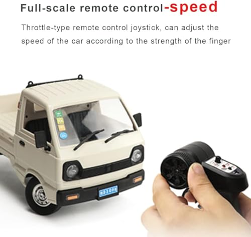 WPL D12 Mini RC Truck for Adults, 1/16 Scale 20km/h 2.4G 4CH Remote Control Crawler High-Speed Climbing Truck with LED Lights Cargo Drift Car - RTR / 1 Battery - style: 1 Battery