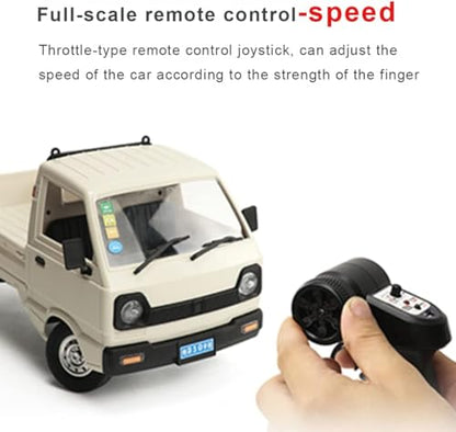 WPL D12 1:16 RC Mini Truck for Adults, 2.4G RC Car 4CH Off-Road Remote Control Pickup Truck, RC Drift Crawler Car Vehicle with Lights, 3 Batteries - size: 3 Batteries