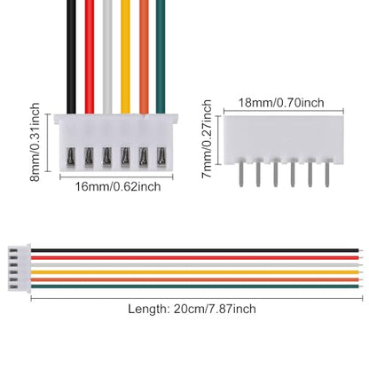 10Pairs JST-XH Connector Kit, XH 2.54mm 6 Pin Header Male and Female Connectors Plug Adapter with Flat Wire Cable 200mm 26AWG Compatible with JST XH (6P) - color: 6P