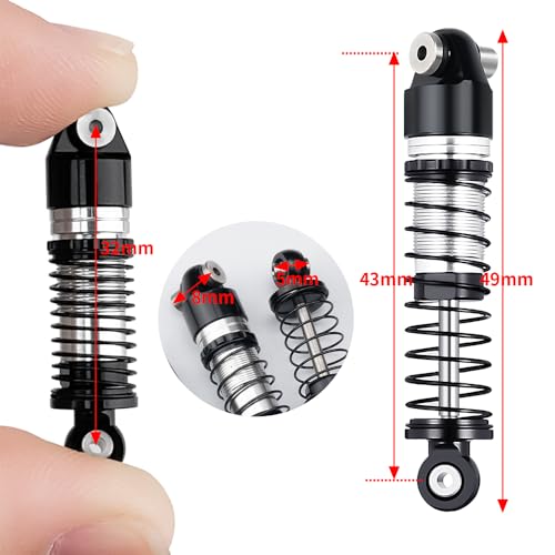 1/24th Aluminum RC Car Shocks 43mm Extended Absorber Damper for All AXIAL SCX24 AXI90081 Deadbolt C10 JLU Gladiator Bronco - size: 43mm
