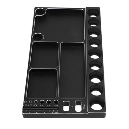 RiToEasysports RC Screwdriver Tool Storage Rack Magnetic Screw Tray Aluminum Alloy with 4pcs Magnetic Pads for RC Cars Airplanes Helicopters Repair (Black) - color: Black