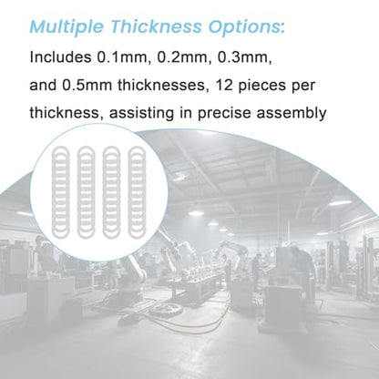 M8x12mm Shim Washers for Mechanical Engineering,48pcs 304 Stainless Steel | 0.1,0.2,0.3,0.5mm precision thin spacers,12 pcs each,for M8 bolts,DIY projects,component alignment and machinery setup - size: M8x12
