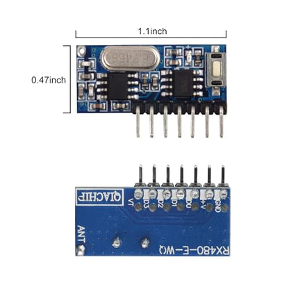 QIACHIP Wireless 433Mhz RF Module Receiver and Transmitter Remote Control Built-in Learning Code 1527 Decoding 4 Channel Output (Transmitter and Receiver kit) - style: Transmitter and Receiver kit