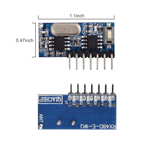 QIACHIP Wireless 433Mhz RF Module Receiver and Transmitter Remote Control Built-in Learning Code 1527 Decoding 4 Channel Output (Transmitter and Receiver kit) - style: Transmitter and Receiver kit