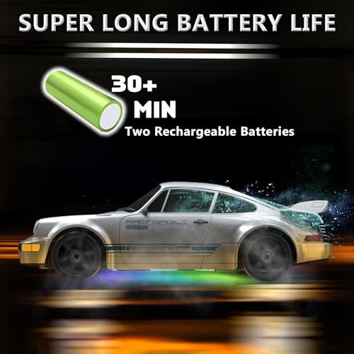 RC Drift Car 1:24 Remote Control Car 4WD 15KM/H High Speed Racing Sport Car with LED Lights RC Cars Toy for Kids Boys Girls Adults Gifts Birthday Christmas - color: Gray