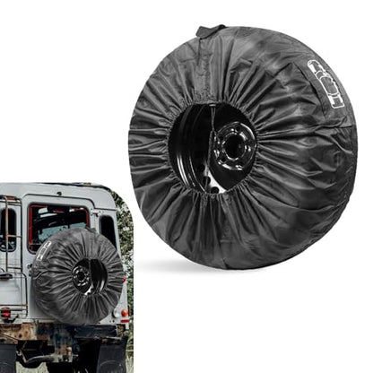 Car Spare Tire Cover, 190T Polyester Taffeta Scratch-resistant Waterproof Vehicle Spare Tire Protector, Four Seasons Wheel Storage Bag with Handle, Universal for Most Cars (Black #S) - color: Black #01