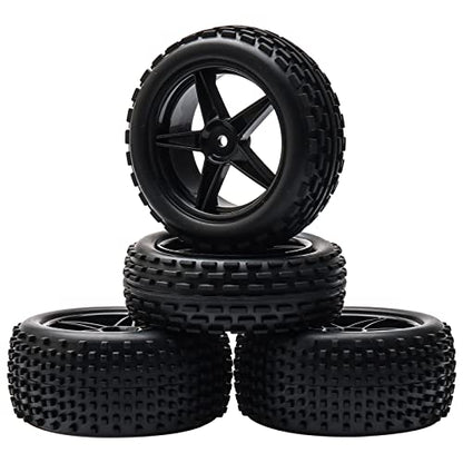 1:10 Scale Off Road RC Buggy Front Wheels and Tyres x4 Black 5 Spoke for HSP