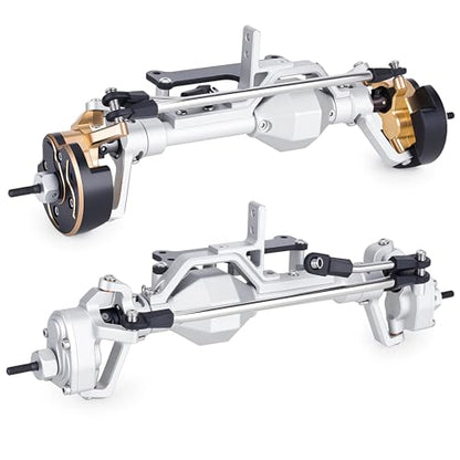 AMK Capra 1.9 Portal Axles Kit 857G, 4WS Front & Rear Axles with Isokinetic 3-Section CVD Shafts, 52° Max Steering, Low CG Battery Tray for Axial Capra 1.9 UTB10 1/10 RC Crawler Upgrade (Silvery) - color: Silvery