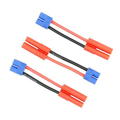 3pcs EC3 Style Male to HXT 4mm Female Connector Adapter Cable - 14awg 5cm Wire(BDHI-52)