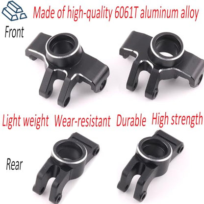 Front Knuckle Spindle + Rear Hub Set Aluminium Upgrade Parts for Arrma 1/18 Granite Grom Mega 380 Brushed 4X4 Monster Truck & Typhon Grom Mega 380 Brushed 4X4 Small Scale Buggy, Black (4PCS) - style: Front Steering Cup-Rear Hub- Black
