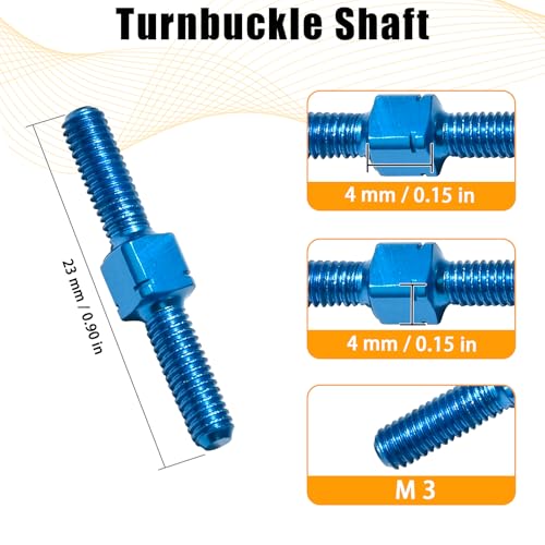 2PCS 3x23mm Aluminum Alloy Turnbuckle Shaft with M3 Thread, Push Rod Tie Rod Linkage Replacement for #54248, Compatible with 1/10 Tamiya RC Crawlers Trucks On/Off-Road Buggy Upgrade (Blue) - style: 2pcs-23mm #54248