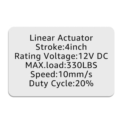 4" (100mm) Stroke 12V Silent Electric Linear Actuator Silver | 330lbs (1500N) Load Capacity, IP55 Waterproof - color: Silver, size: 4"