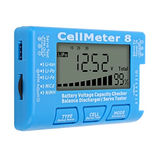 LiPo Charger RC Charger Lipo Battery Balance Charger RC Car Battery Charger Discharger 2-8S for Li Po Li Ion Li Fe Smart Battery Balance Discharger Servo Tester (Blue) - color: Blue