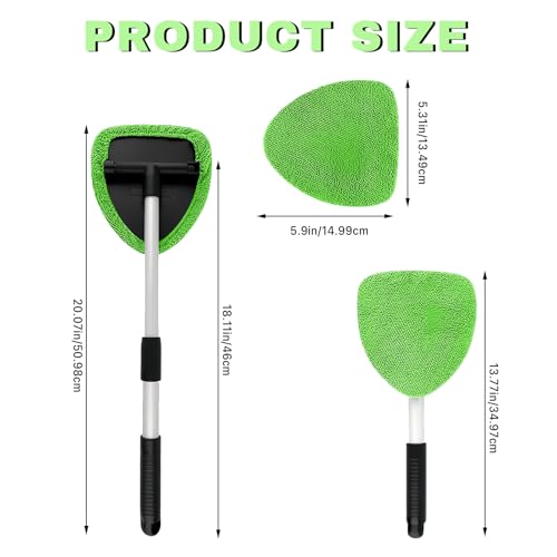 Car Window Cleaner, Car Cleanser Brush, Car Accessories Car Cleaning Supplies Tools, Car Cleaning Kit with Extendable Handle, Microfiber Cloth, Spray Bottle, Fits All Cars (Green) - color: Green
