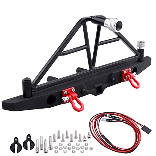 Metal Rear Bumper Mounts Set w/Winch & 5mm LED White Lights for TRX-4 Axial SCX10 SCX10 II 90046 SCX10 III AXI03007 Redcat Gen 7 1/10 RC Crawler - style: Rear Bumper