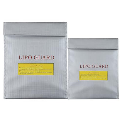 2pcs Lipo Battery Storage Bag - Fireproof and Explosion-Proof Lithium Battery Pouch - Fire-Resistant Pouch for Safe Charging Small Electronics Protection - color: Silver