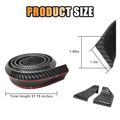 JOYCOURT Car Rear Spoiler Roof Lip Kit, CarbonFiber 3D Rubber Trunk Spoiler | Roof Spoiler Wing Trim Strip, Cool Car Decoration, Universal Punch-Free Vehicle Exterior Accessory Sticker for Bumper - style: Carbon fiber black