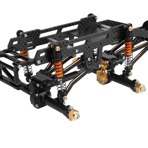 LCG 6x6 8×8 Carbon Fiber Chassis Frame with Metal Axles for 1/24 RC Crawler Car Axial SCX24 Refit Kit (8x8 blackl) - color: 8x8 Blackl