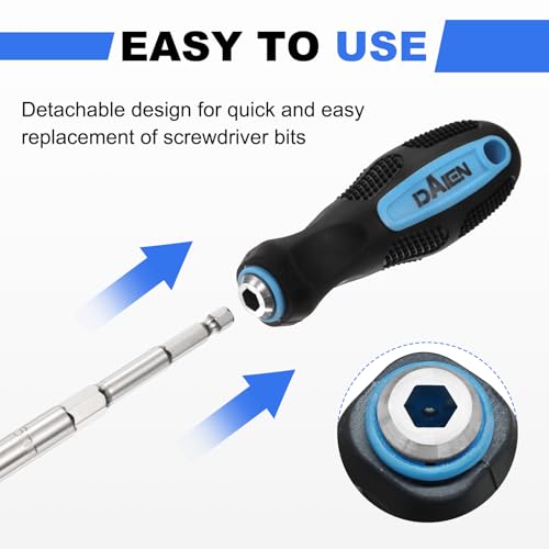 HARFINGTON Metric Nut Driver 6mm/8mm/10mm CR-V Non-Magnetic Detachable Tip Hollow Shafts Hex Socket Screwdriver with Anti-Slip Handle for Automobile Repair Bit Driver, Blue/Black - size: 6mm/8mm/10mm