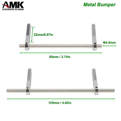 AMK Adjustable 1/10 Scale Bumper Mount Front Rear, Metal Bumper Set Complete for RC Crawler Body LCG Chassis Axial SCX10 II Element Enduro Gen7 Gen8 TRX6 TRX4 Upgrades (Silver) - color: Silver